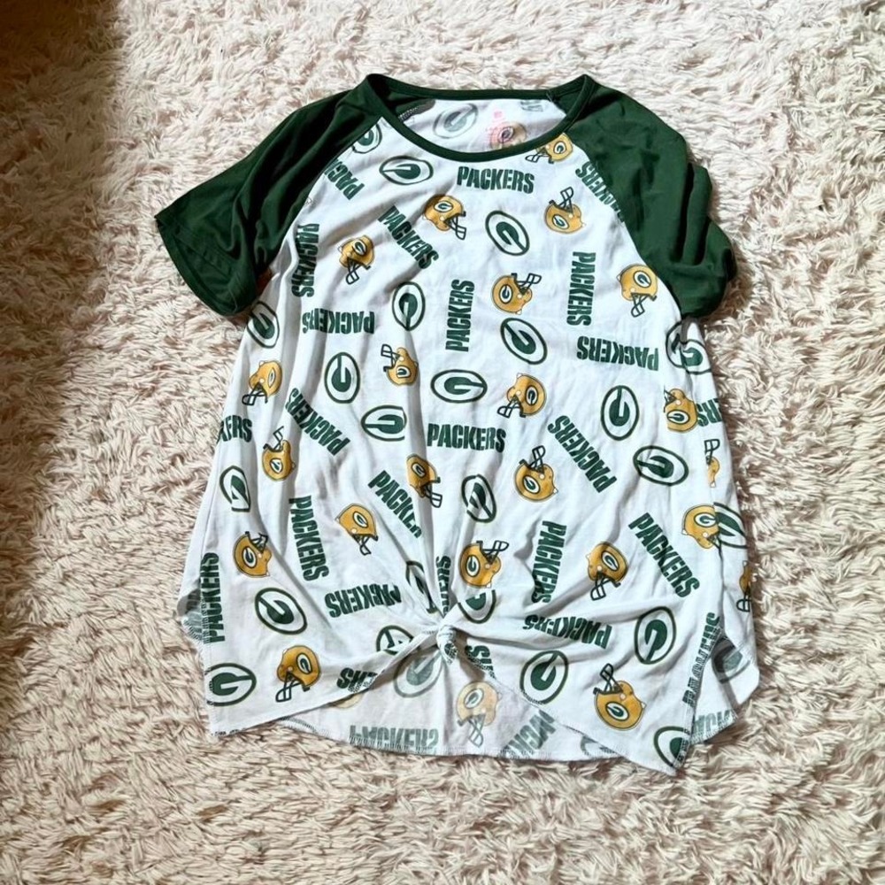 Green Bay Packers Tie Front Lightweight Sportswear Raglan Top Juniors L Football